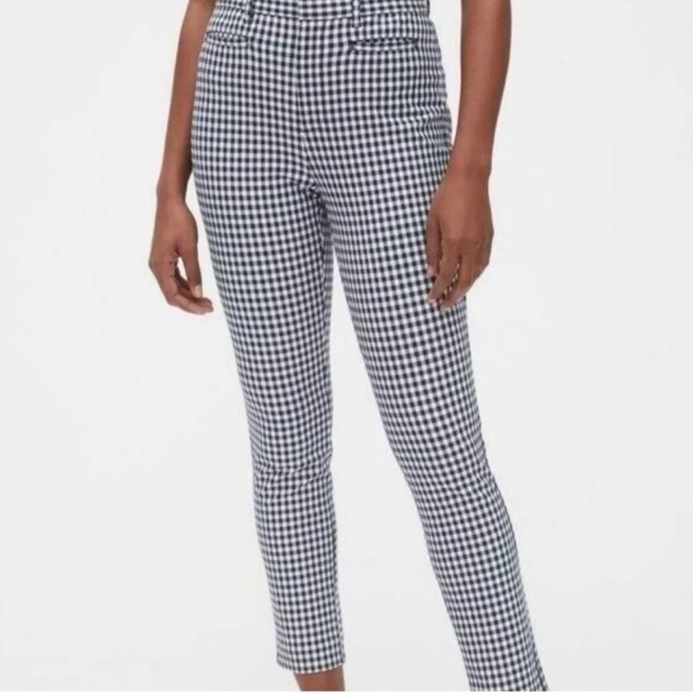 GAP Navy/White Gingham Check Curvy Signature Skinny Ankle Pant. Size 8